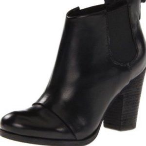 Belle Sigerson Morrison Black Leather Ankle Boots Stacked Heel Booties Size 9